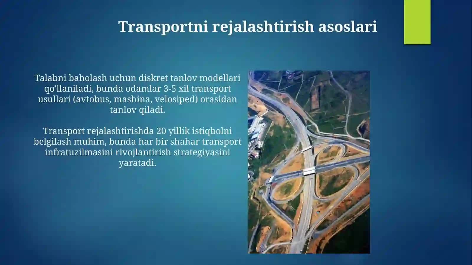 Yoʻl harakatini rejalashtirish va baholash 4