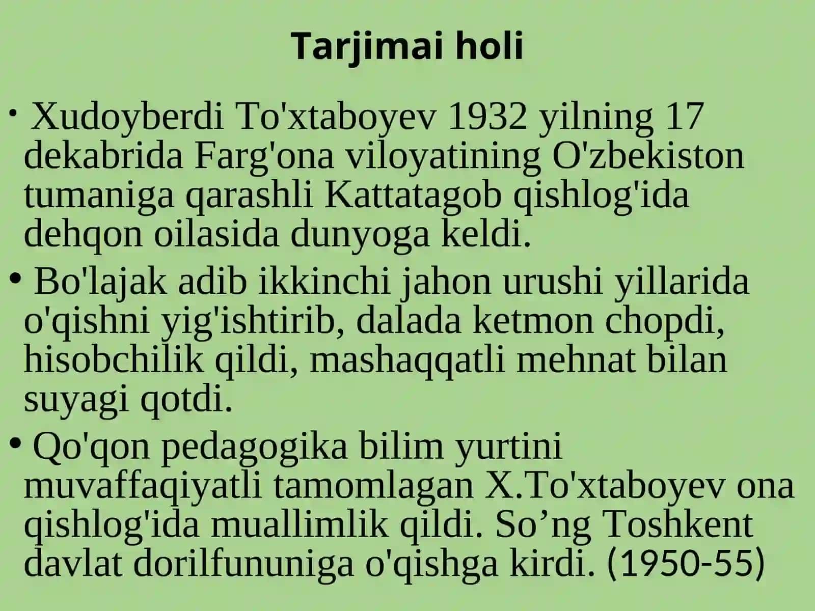 XUDOYBERDI TO`XTABOYEV – BOLALAR ADIBI 4