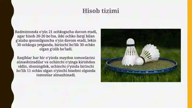 Badminton òyini qoidalari 4