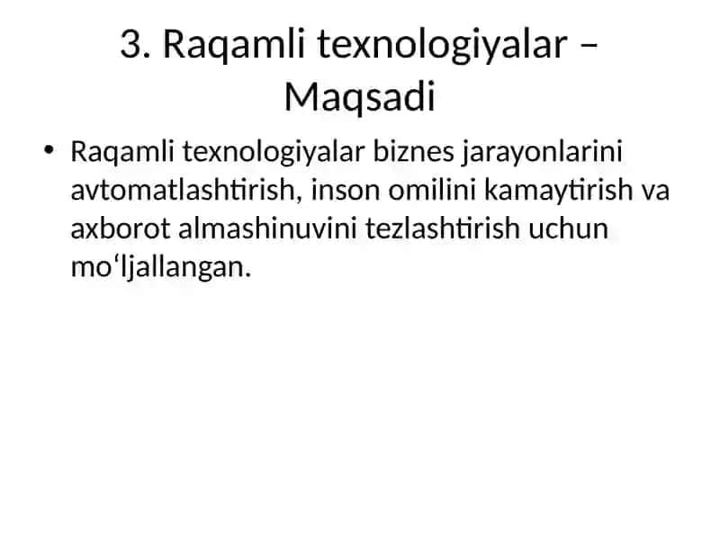 Raqamli Texnologiyalar, Biznes va Infratuzilmalar 4