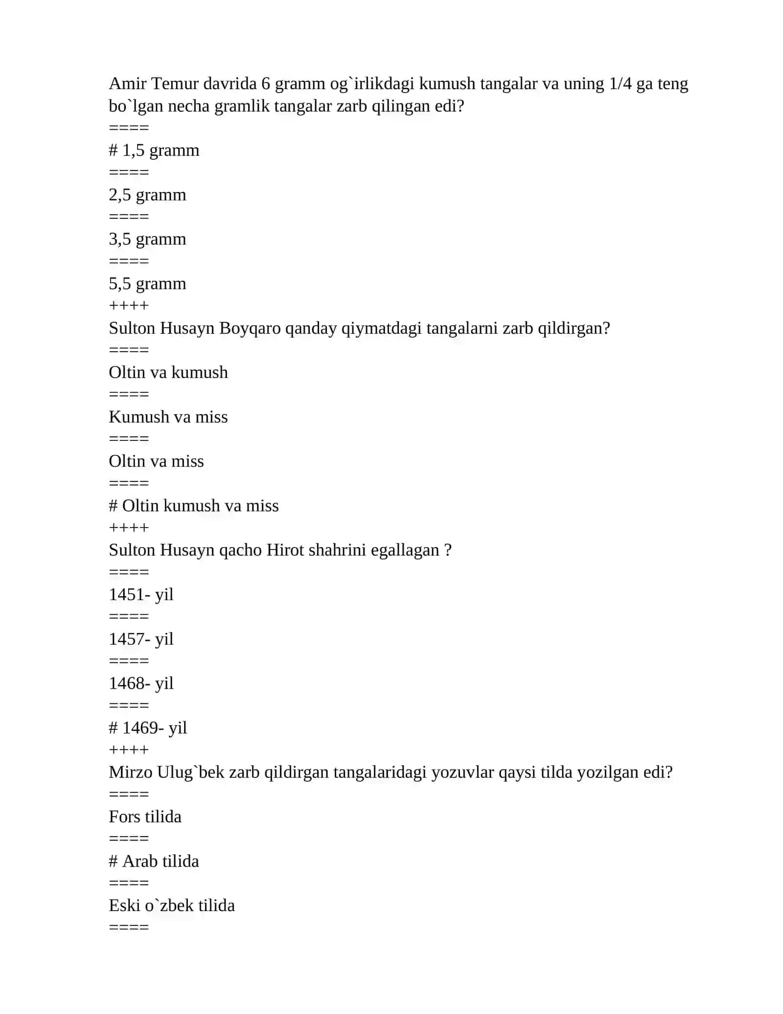 Mirzo Ulug`bek nechanchi yilda pul islohotini o`tkazgan? 4