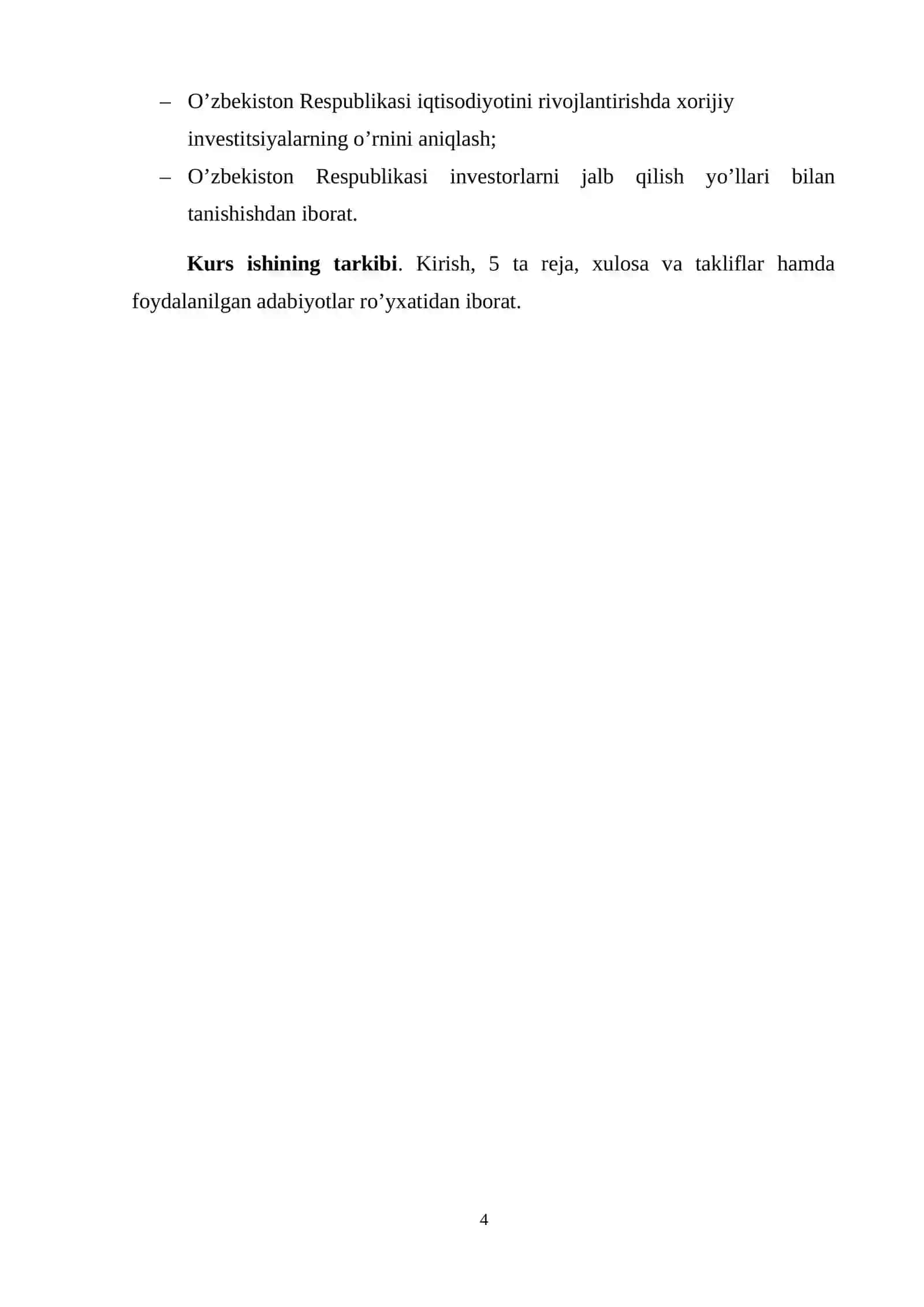 O’zbekiston Respublikasining Investitsion faoliyati 4