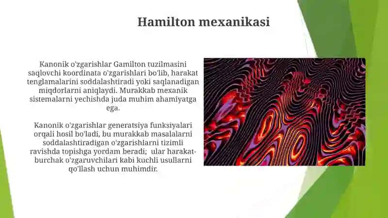 Kanonik almashtirishlar Nazariy mehanikada 4