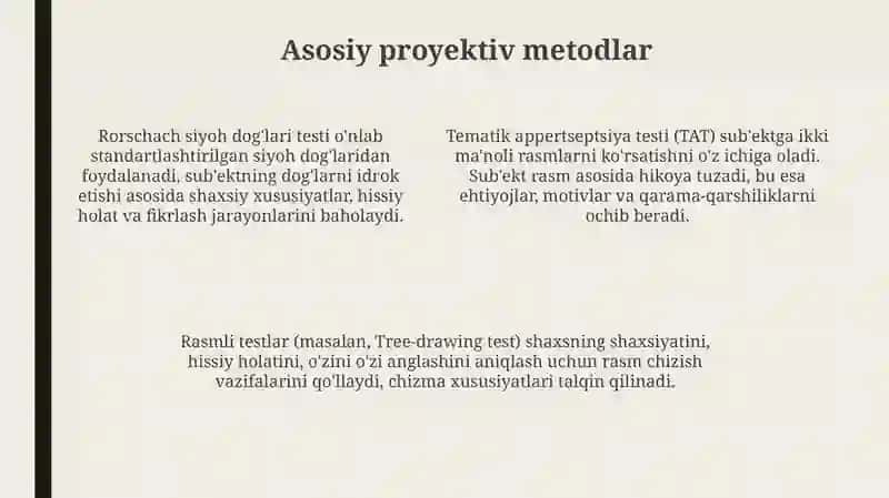Proyektiv metodlarning ta'rifi va tarixi 4