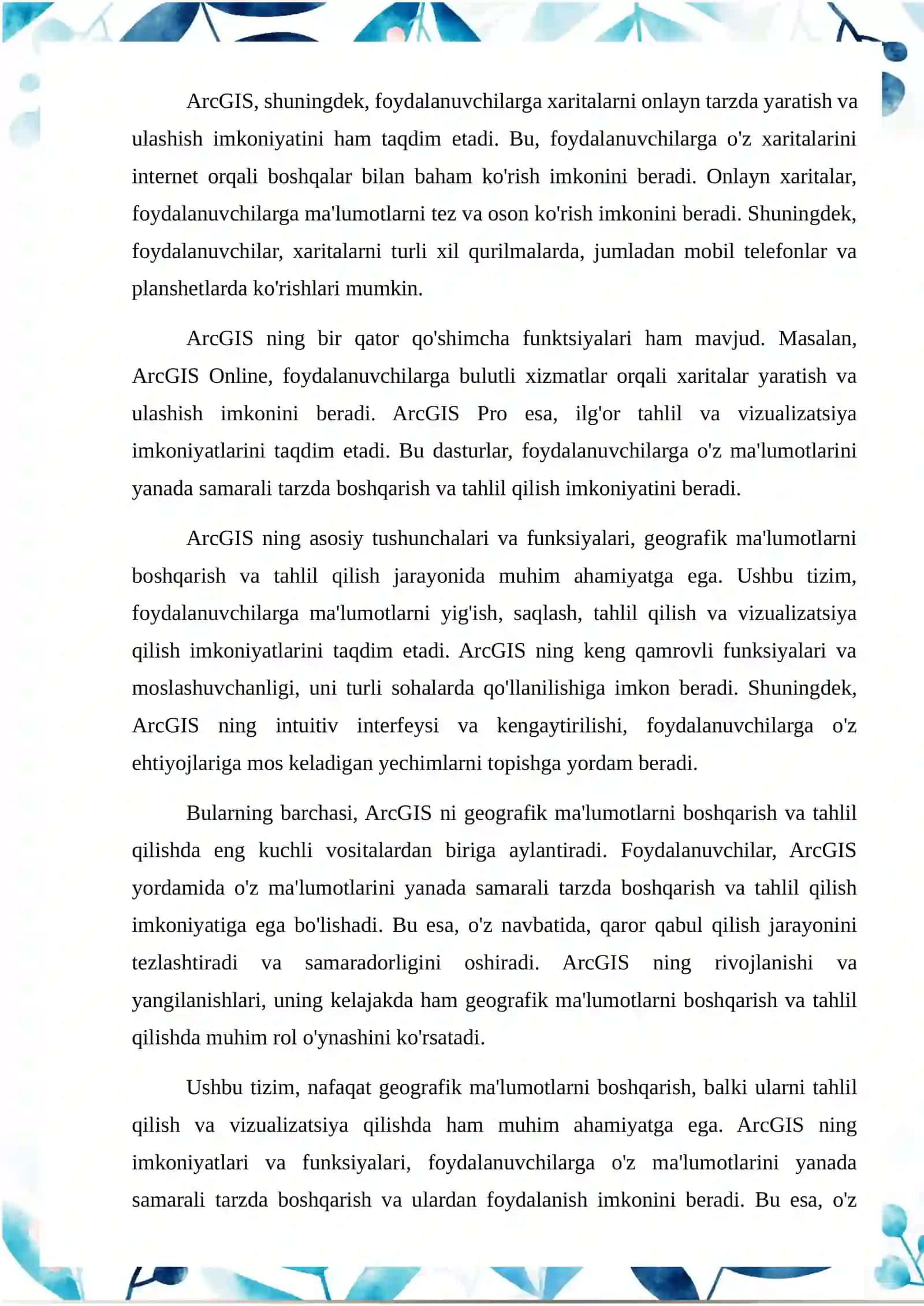 ArcGIS ning qo'llanilish imkoniyatlari 4
