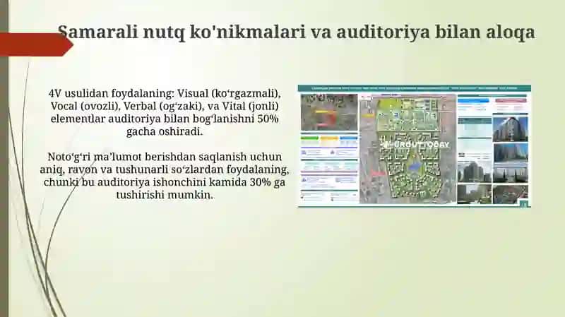 Taqdimot tuzilishi va vizual materiallar 4