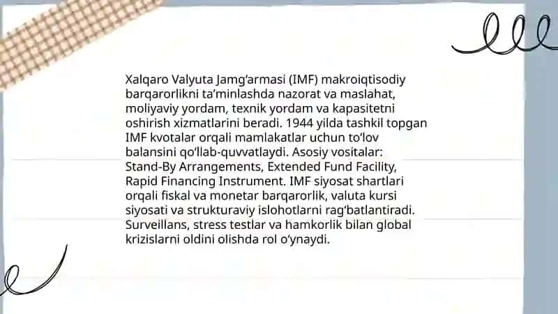 Iqtisodiy xavsizlikni taminlashda xalqaro tashkilotlarning òrni va rôli 4