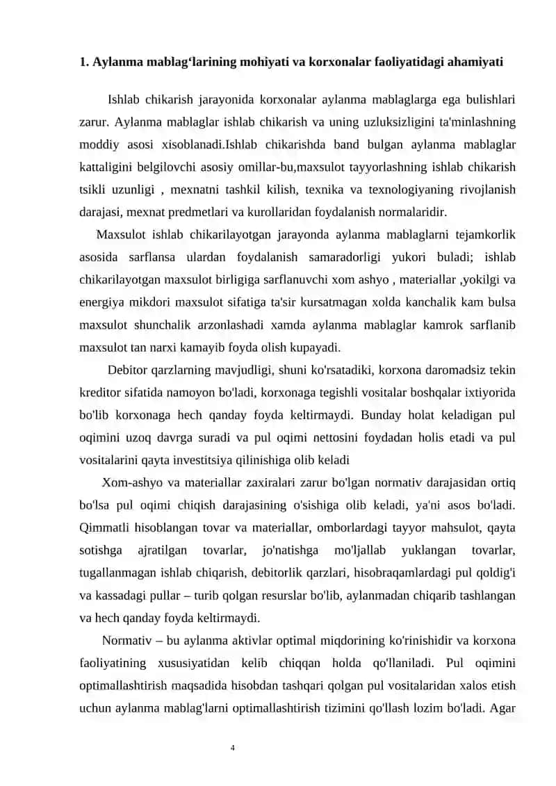 Korxonada aylanma mablag'larni boshqarishni takomillashtirish 4