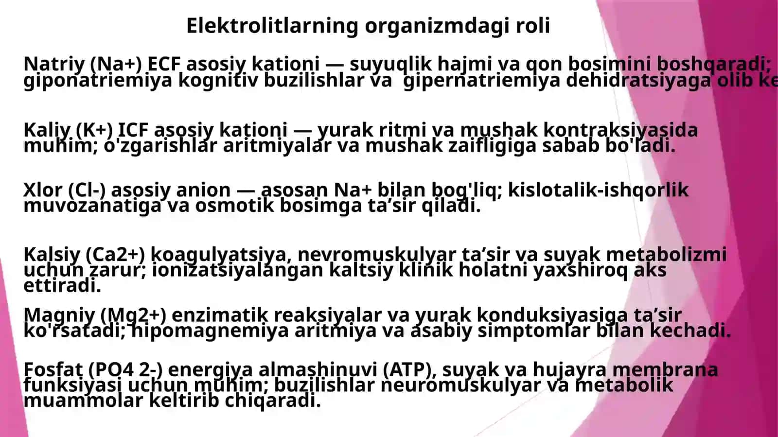 Suv va elektrolitlar almashinuvi 4