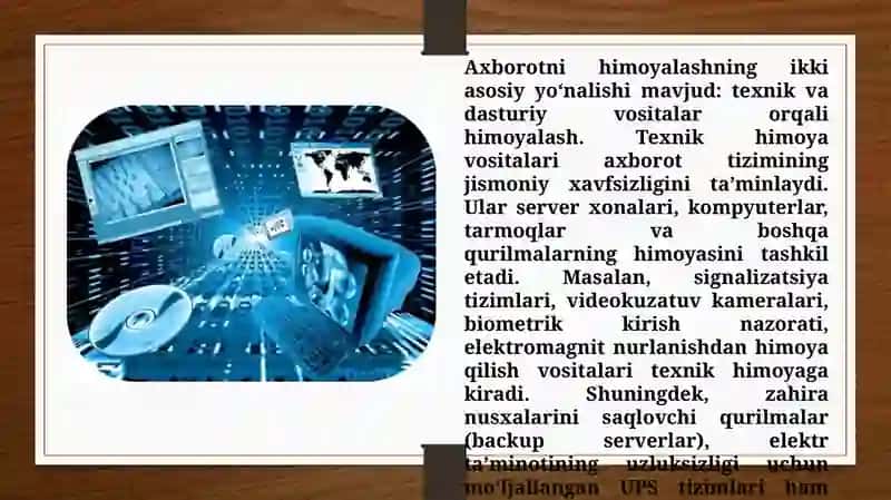 Axborotlar himoyasi. Himoyalashning texnik va dasturiy vositalari 4