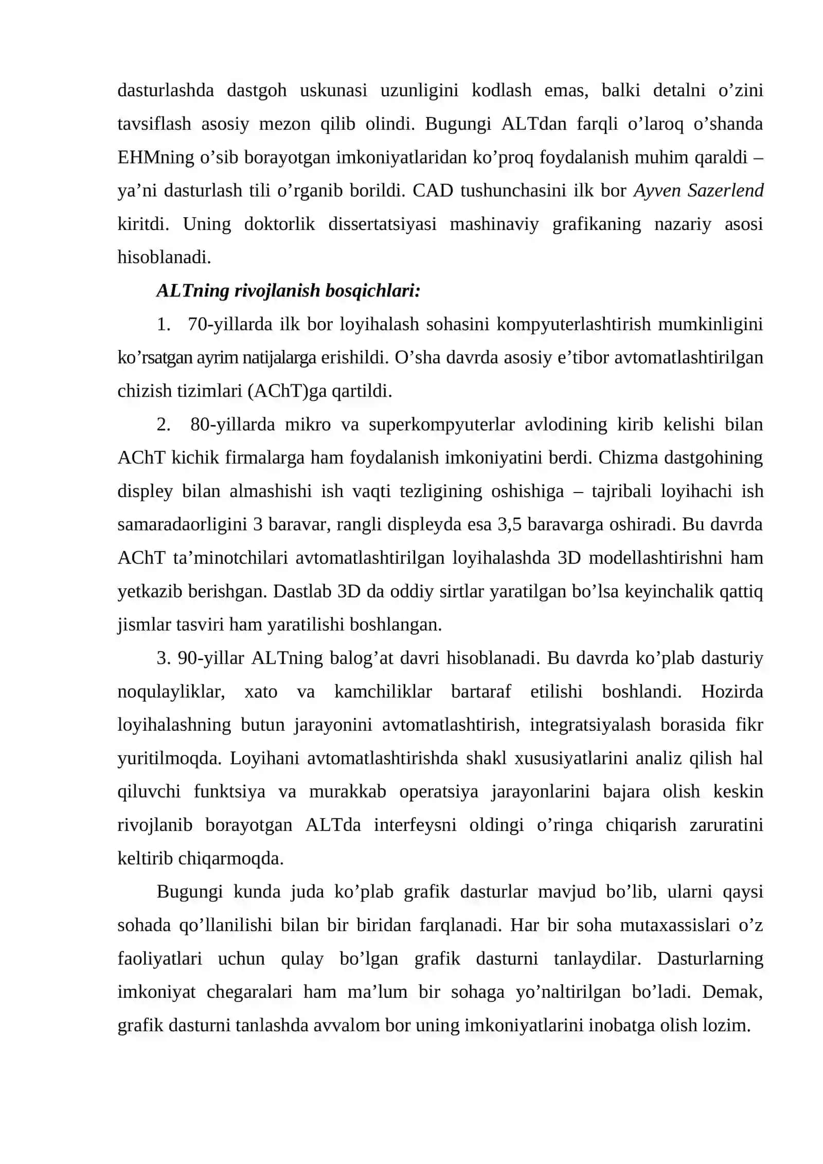 Avtomatlashtirilgan loyihalash tizimlari (alt) haqida tushuncha 4