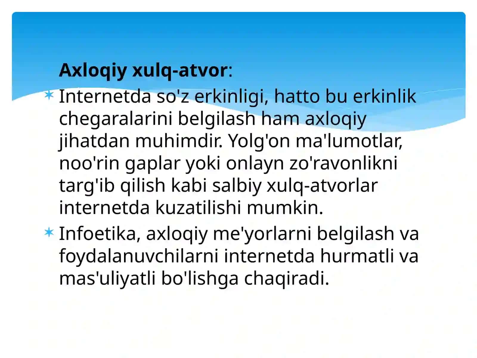 Tarmoq odob axloqi (Infoetika) 4