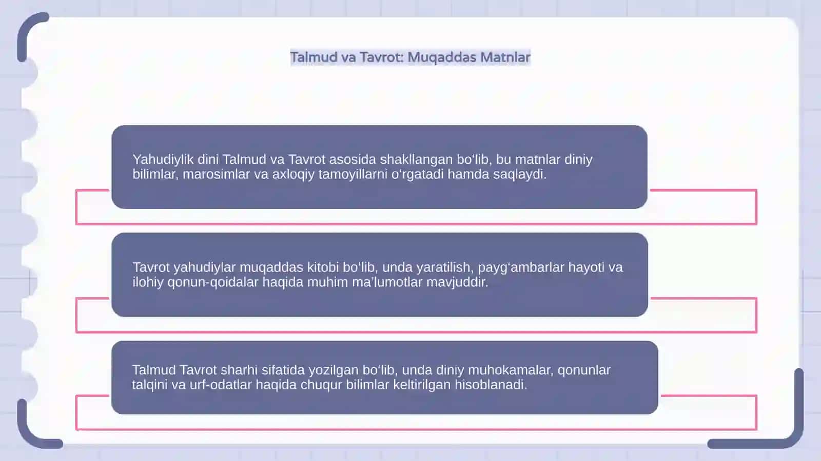 Yahudiylik taʼlimoti anʼana va marosimlari 4