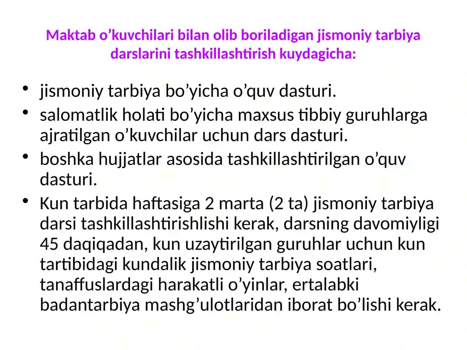 JISMONIY TARBIYA DARSIGA BOLGAN GIGIENIK TALABLAR 4