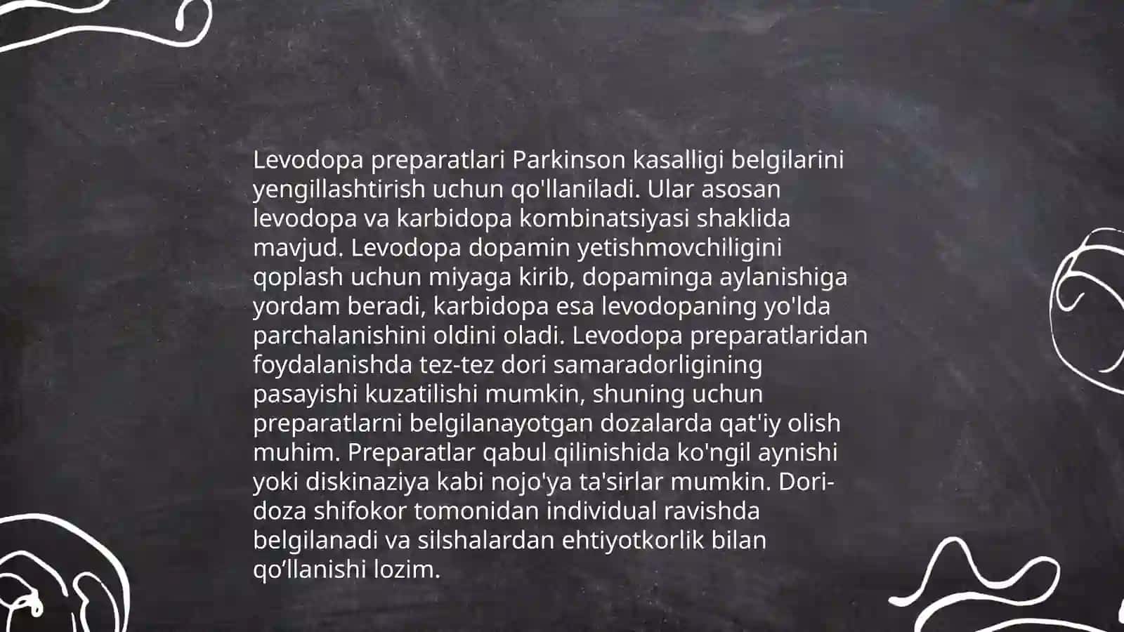 Parkinson kasalligini davolashda ishlatiladigan dori vositalari 4