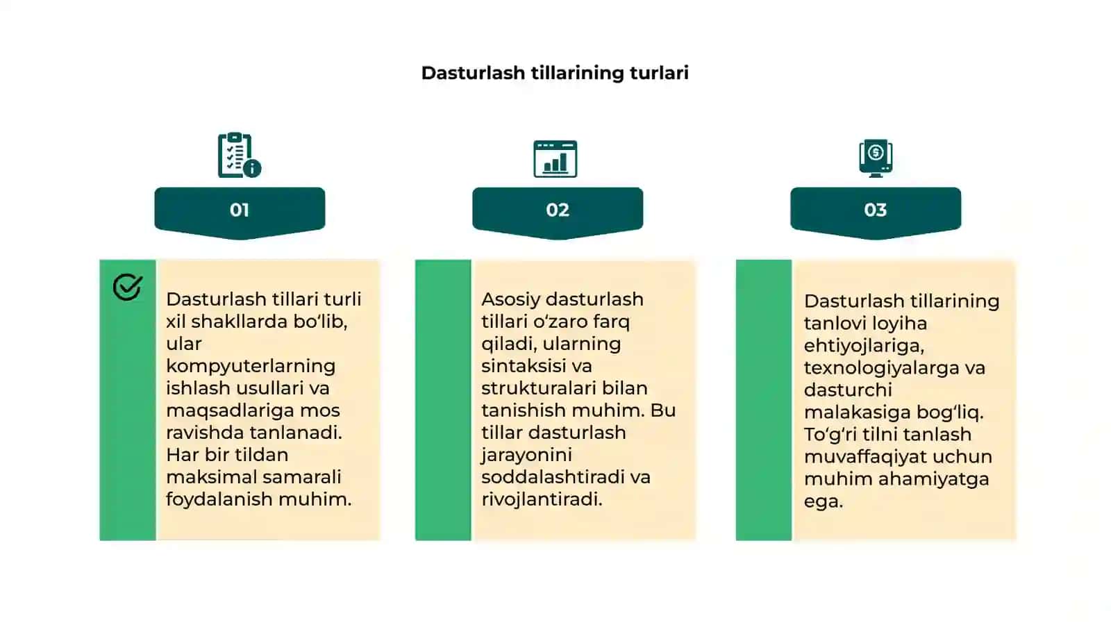 Dasturlash tillari.Asosiy maʼlumot turlari 4
