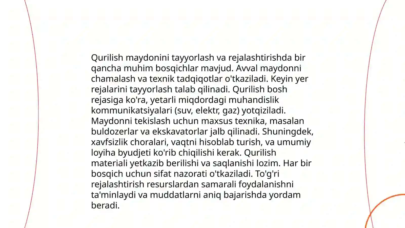 Qurilishda ishlab chiqarishini tayyorlash 4