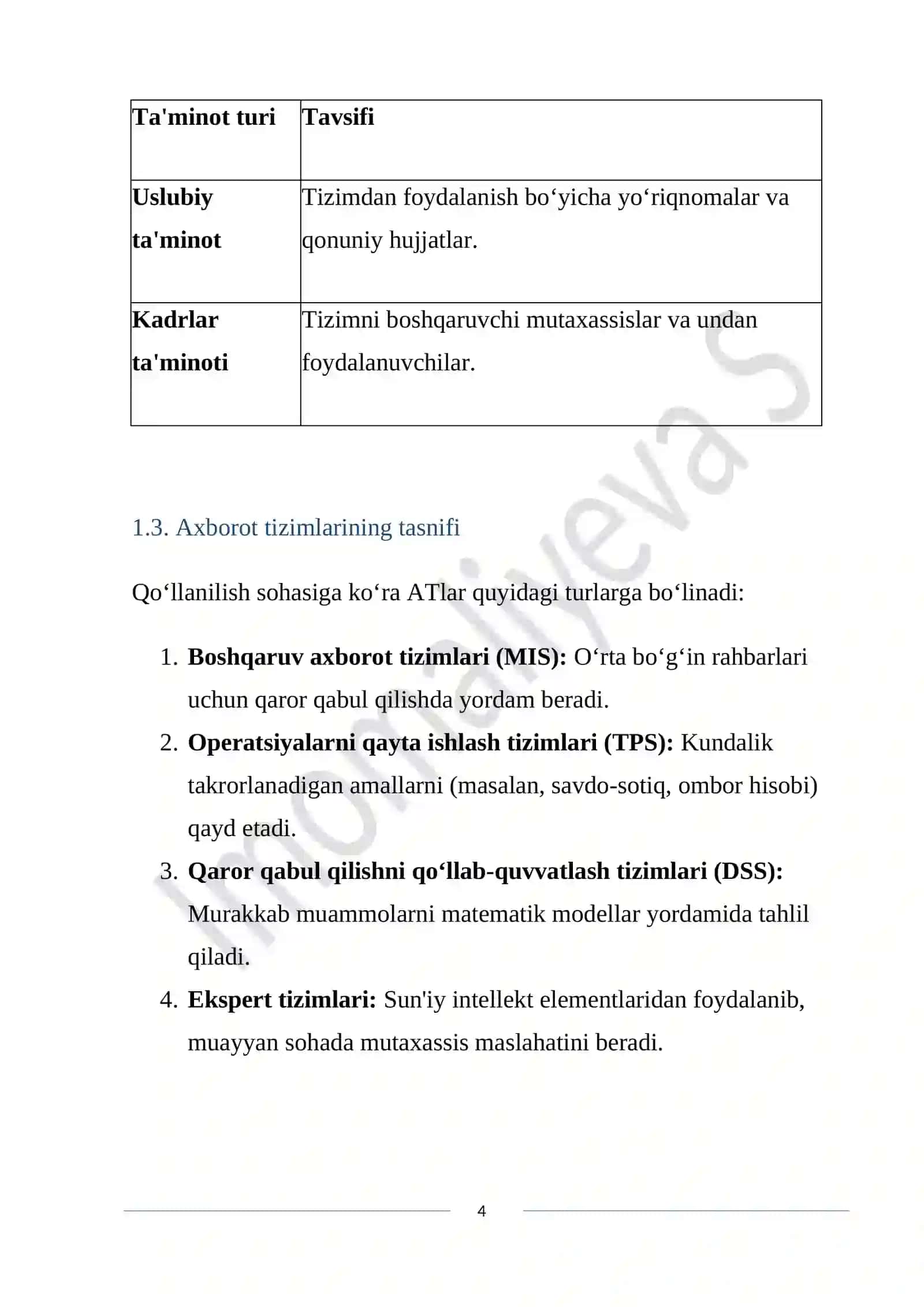 Axborot tizimlari tushunchasi va klassifikatsiyasi 4