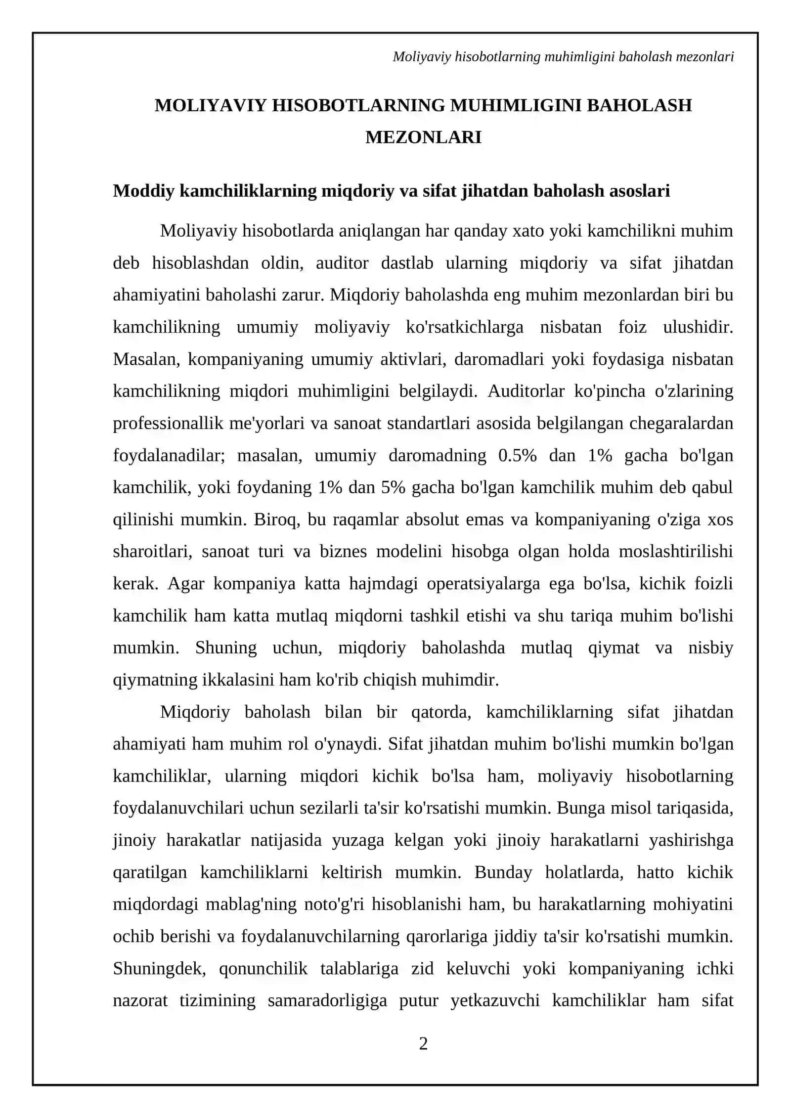 Auditda muhimlik va risk darajalarini aniqlash 4