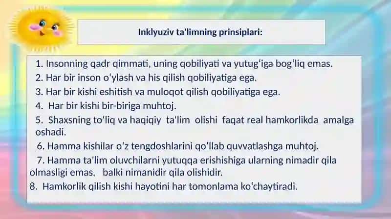 Maktabgacha inklyuziv ta’limning tamoyillari 4