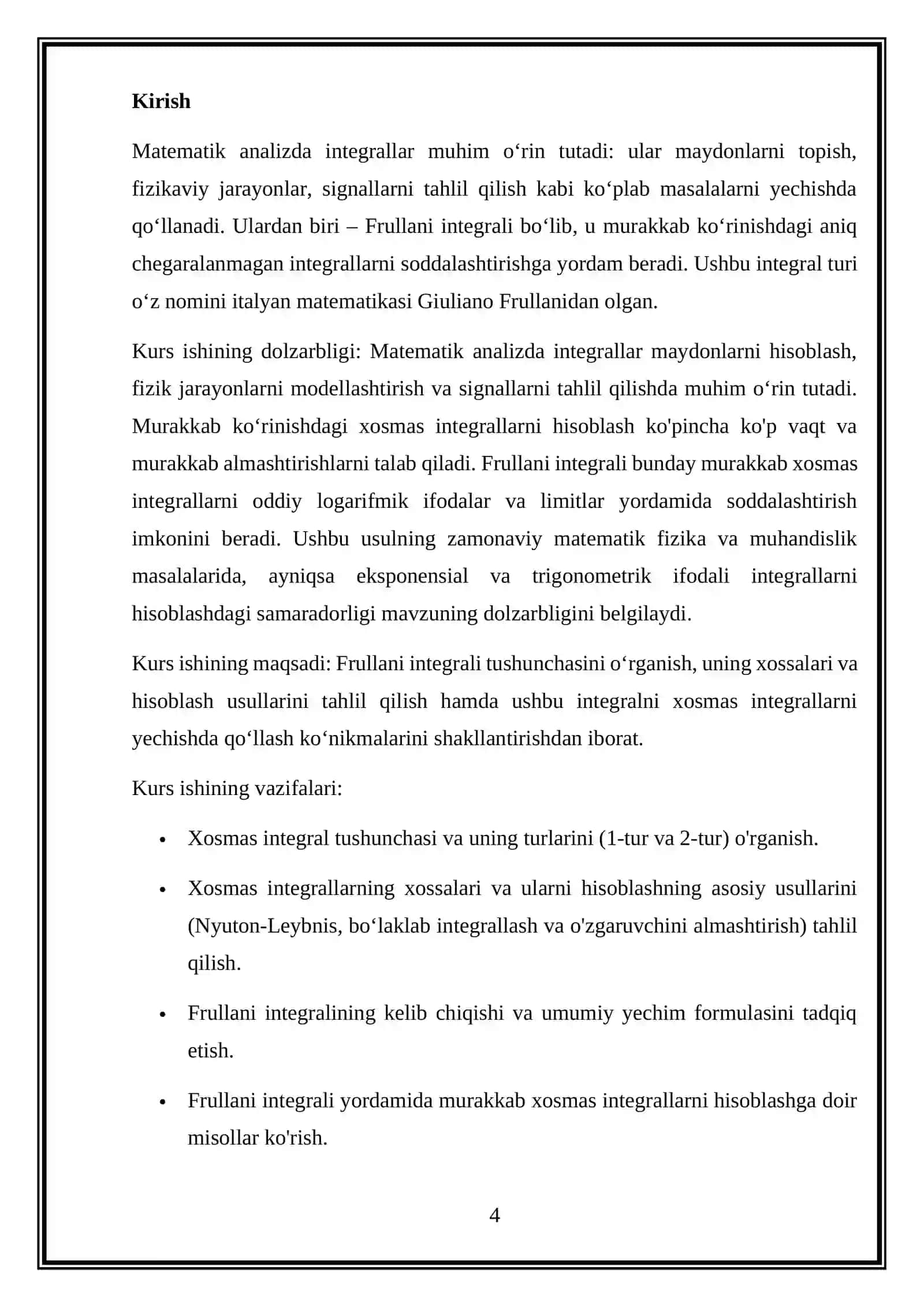 Frullani integrali va uni hisoblash 4