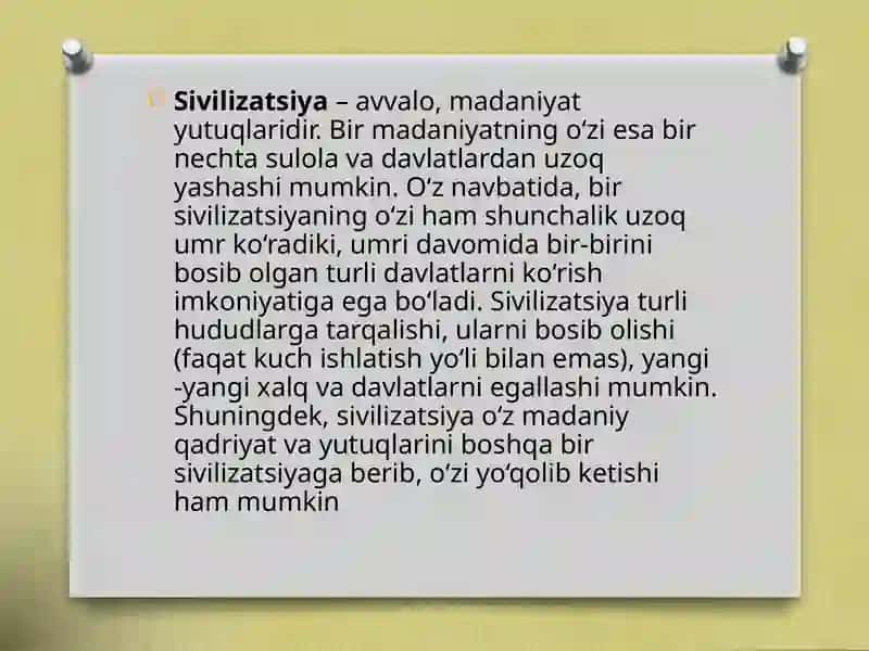 Ma’daniyat va Sivilizatsiya Tushunchalari 4
