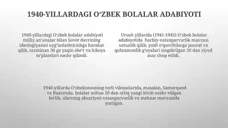 Oʻzbek Bolalar Adabiyotining Paydo Boʻlishi 4