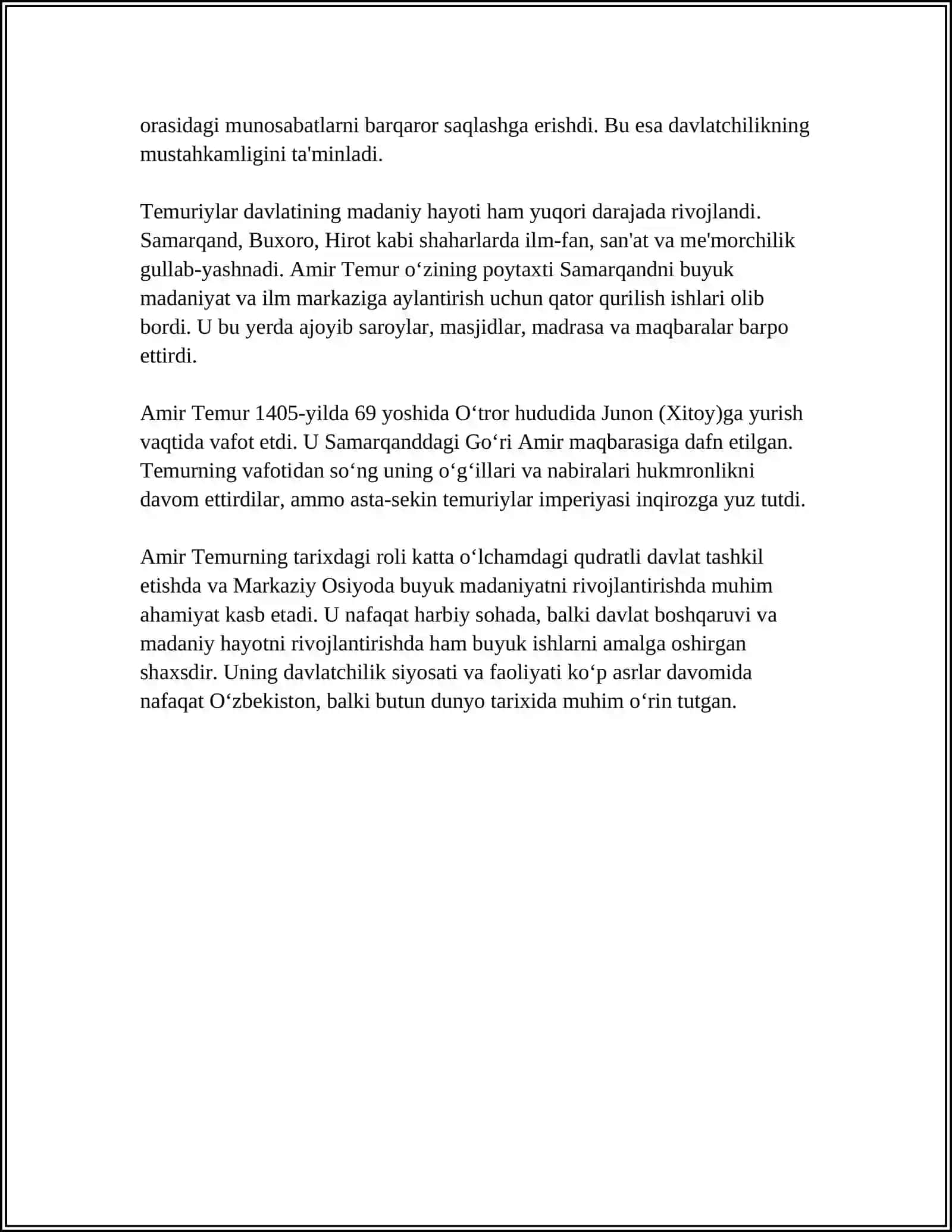AMIR TEMUR BUYUK DAVLAR ARBOBI MAVZUSIDA 4