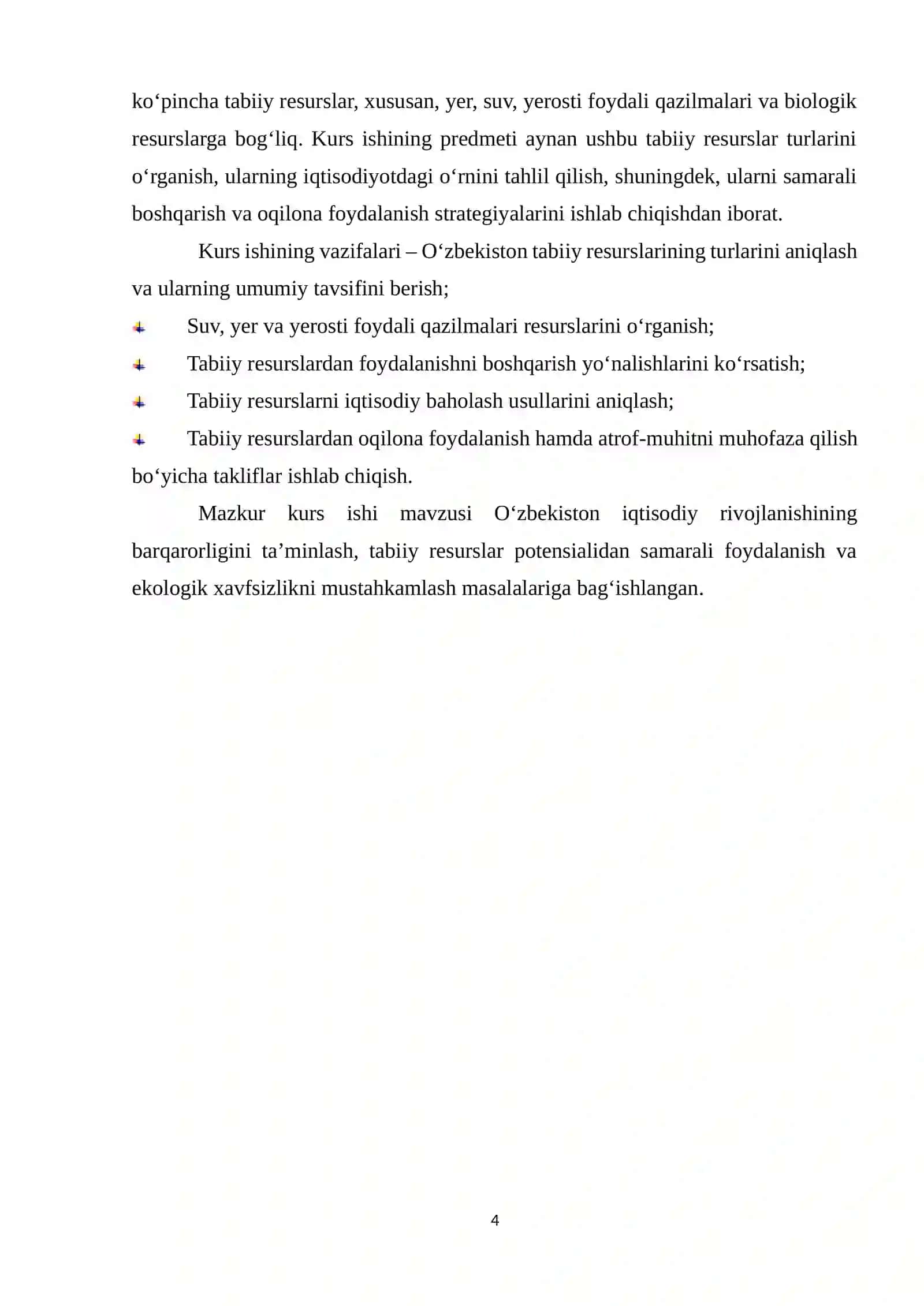 OʻZBEKISTON TABIIY RESURSLARDAN FOYDALANISH 4