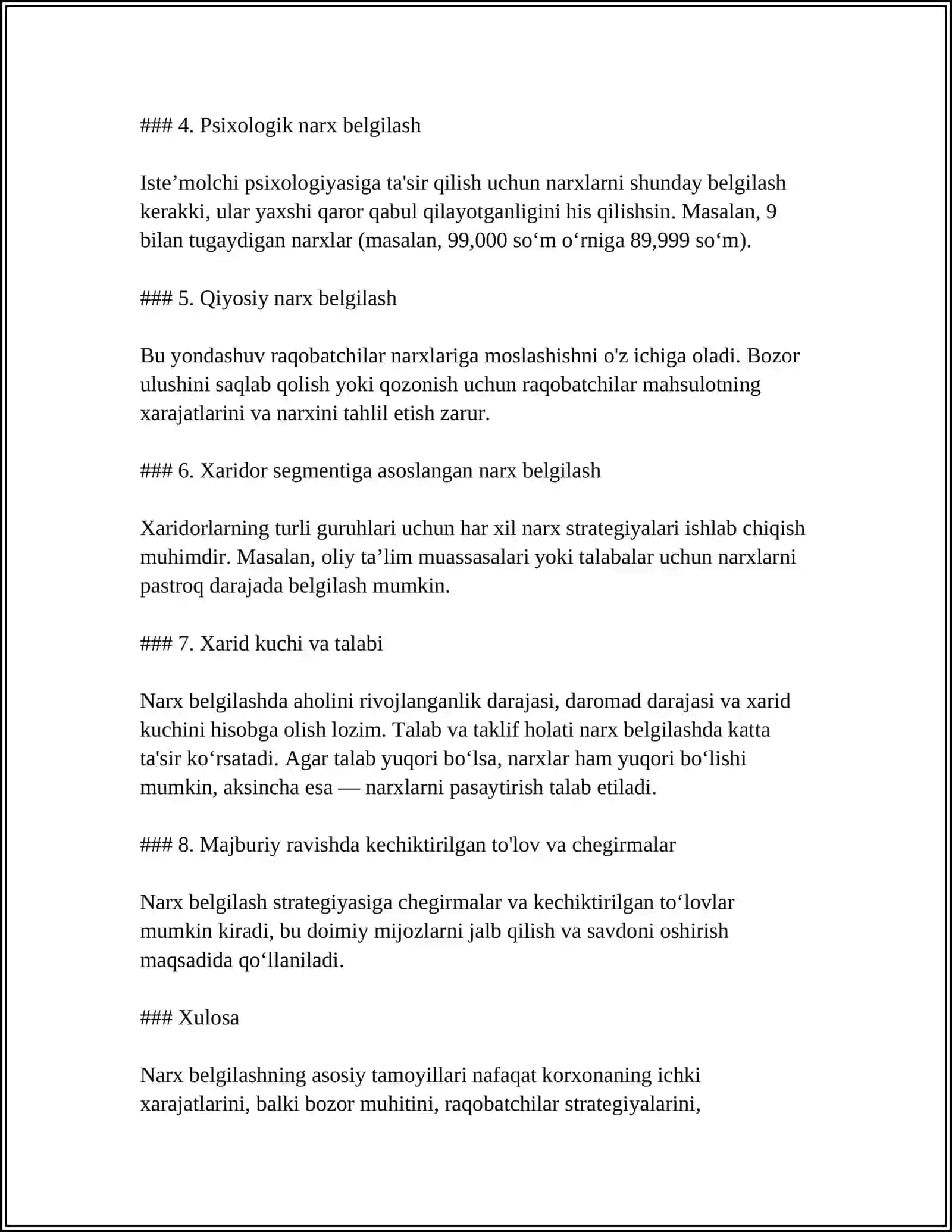 NARX BELGILASH RAQOBAT KURASHINING MUKAMMAL VA NOMUKAMMAL USULLARI 4