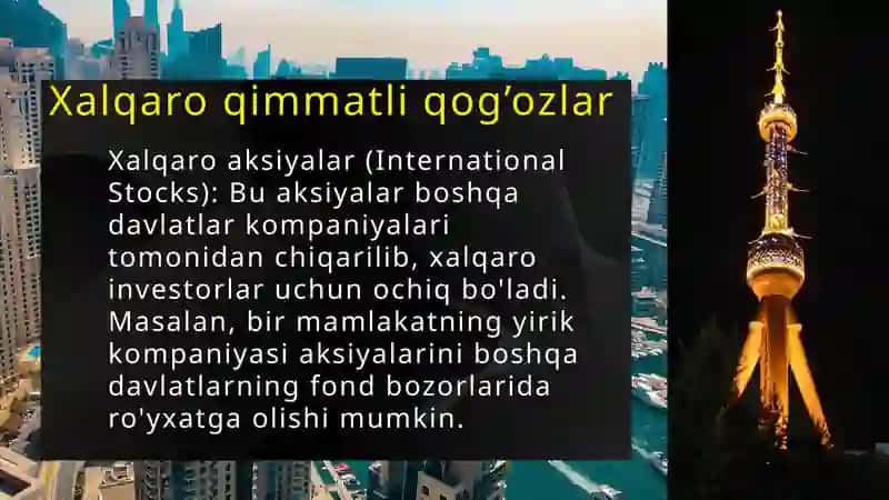 XALQARO QIMMATLI QOG'OZLAR BOZORI 4