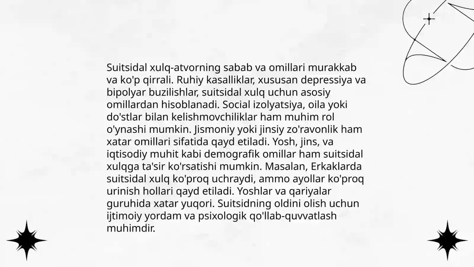 Suitsidal xulq-atvorning nomoyon bulishi 4