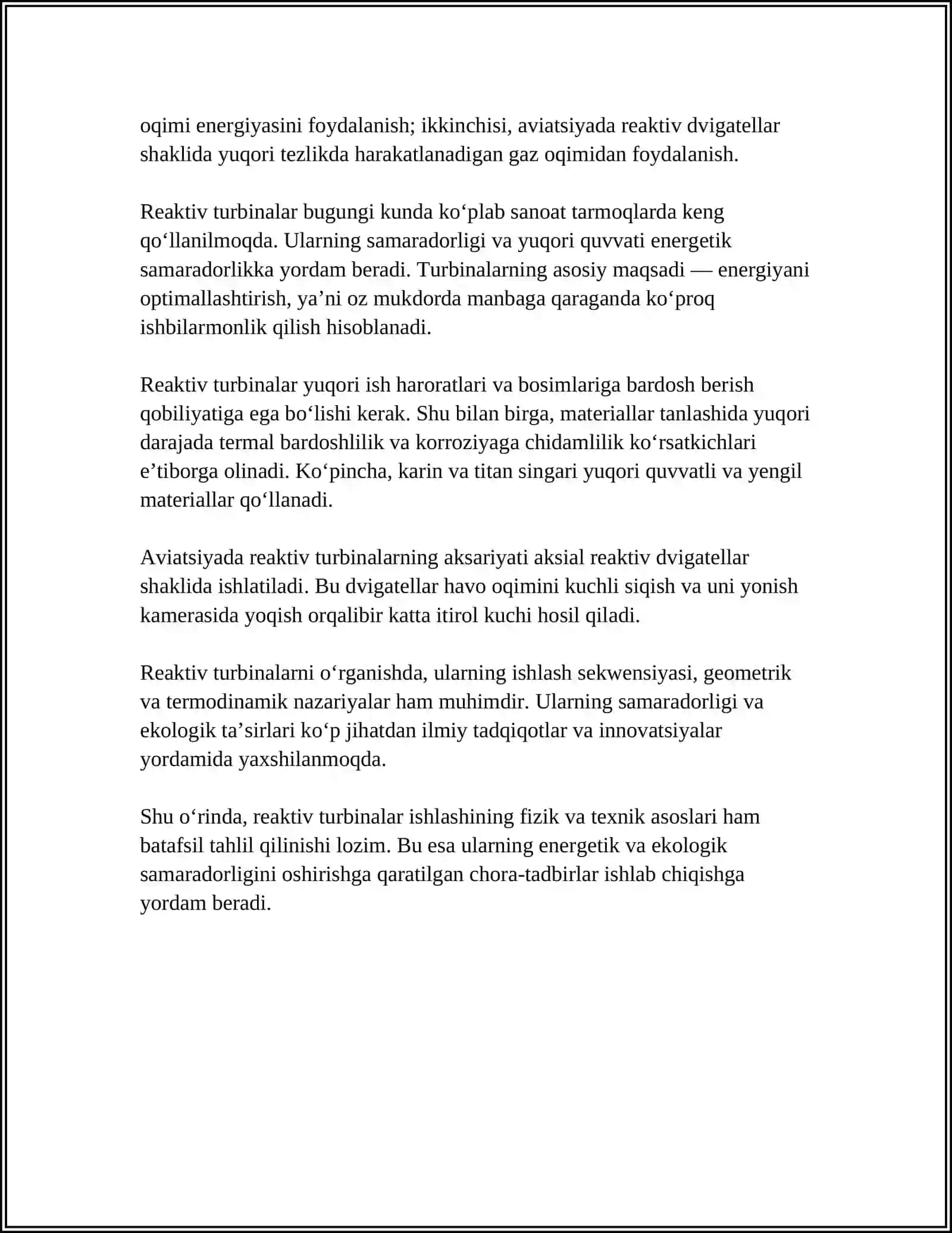 REAKTIV TURBINALARNI TUZULISHI VA ISHLASH PRINSPI 4