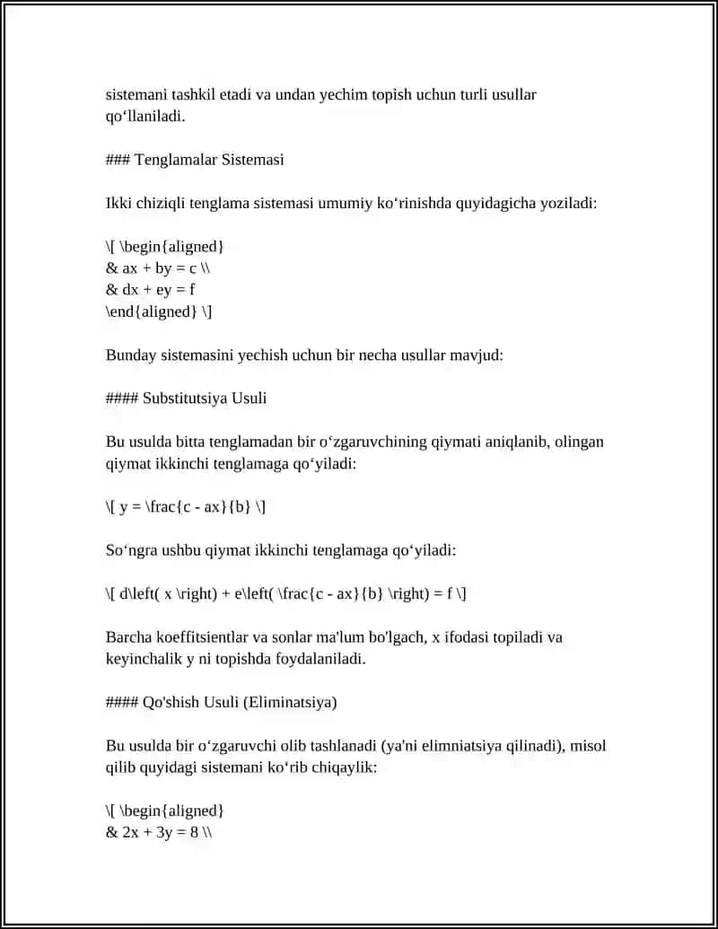TENGLAMALAR VA TENGSIZLIKLAR YOʻNALISHI 4