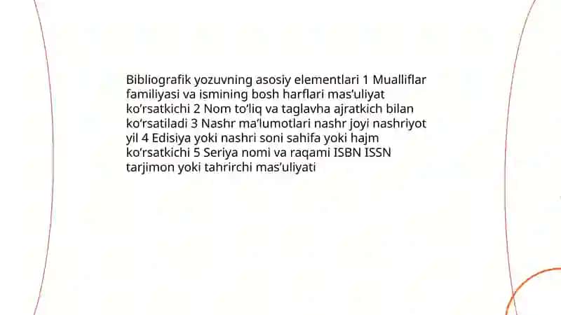 Bibliografik roʻyxatni tuzish qoidalari 4