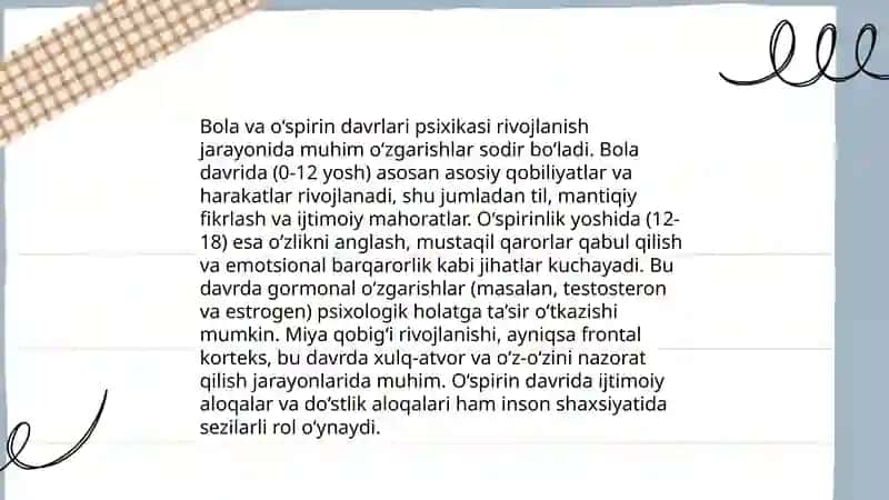 Psixik rivojlanish va uni davrlashtirish 4