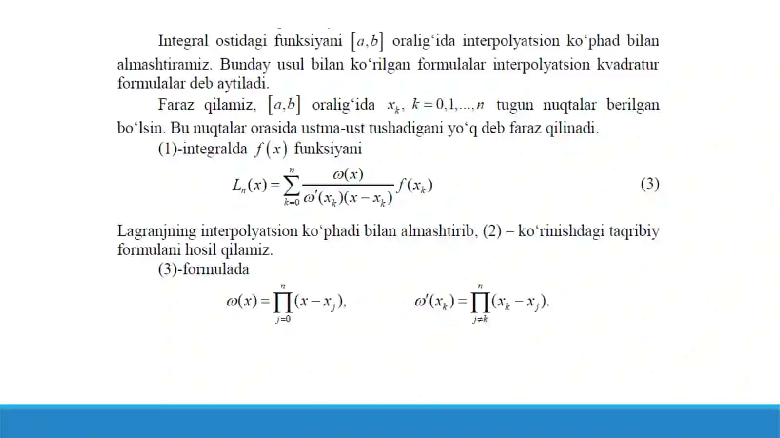 Interpolyatsion kvadratur formulalari 4