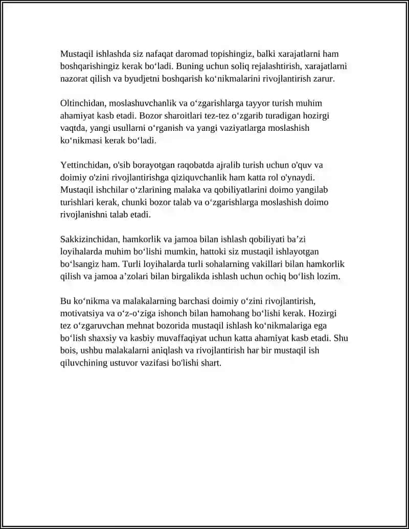 MUSTAQIL ISH KERAK MENGA 4