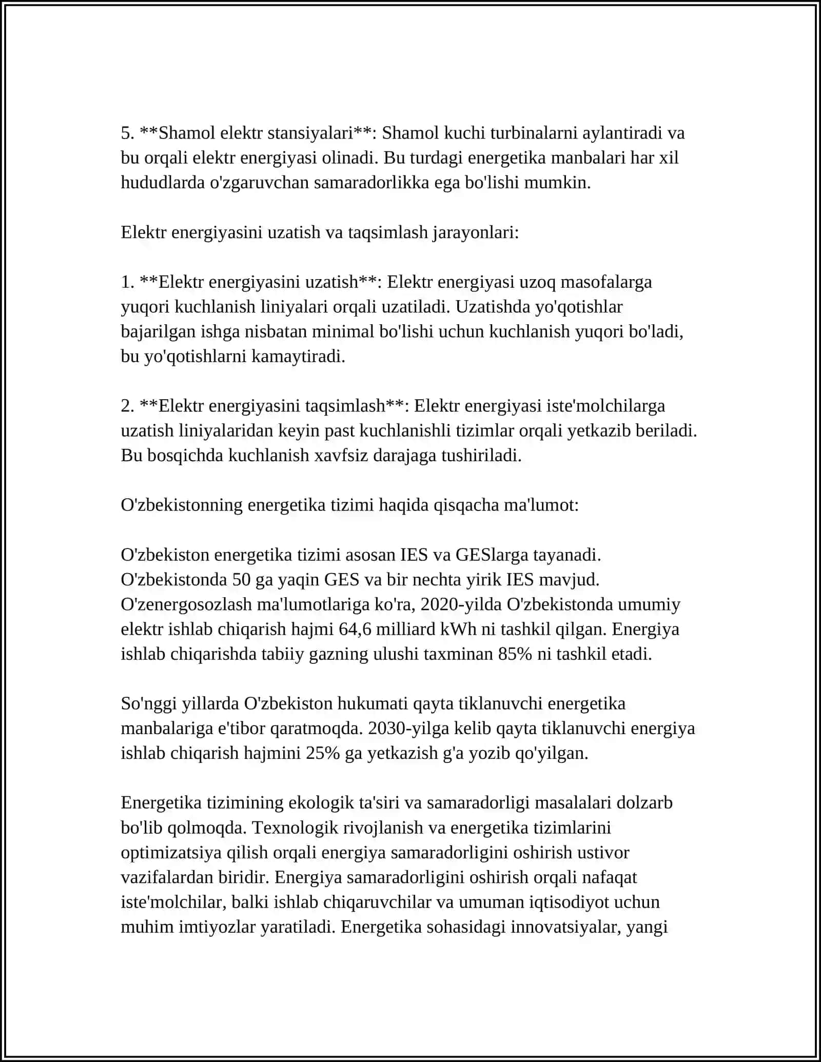 Energetika tizimining asoslari 4