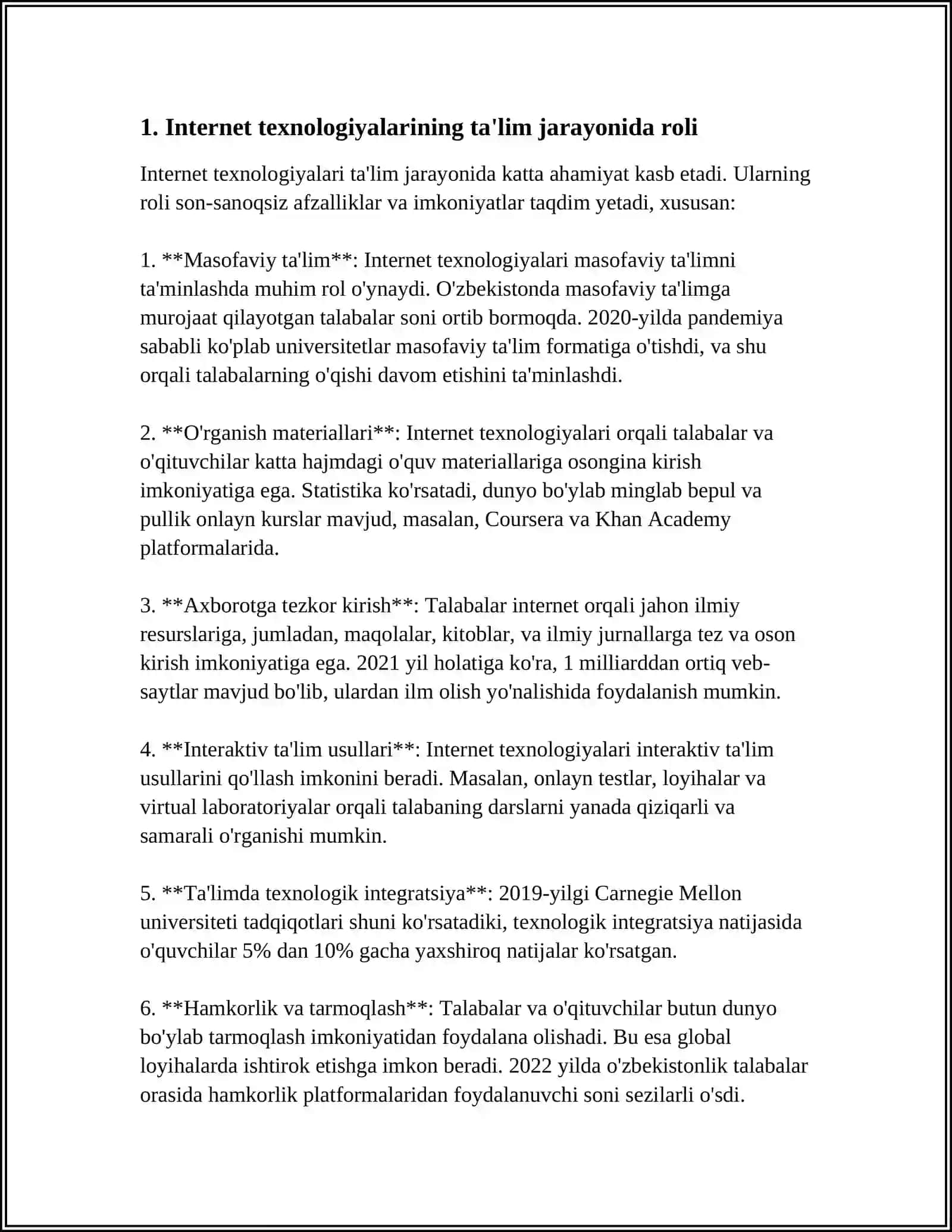 TAʼLIM JARAYONINI TASHKIL ETISHDA INTERNET XIZMATLARIDAN FOYDALANISH 4