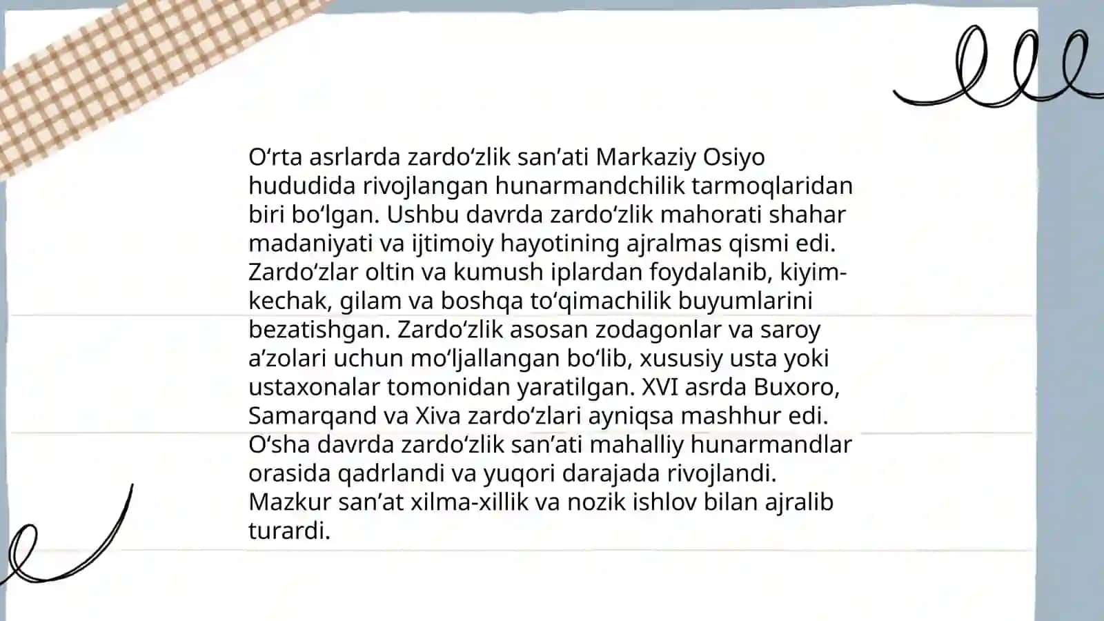 Zardoʻzlik turli xalqlar tarixida 4