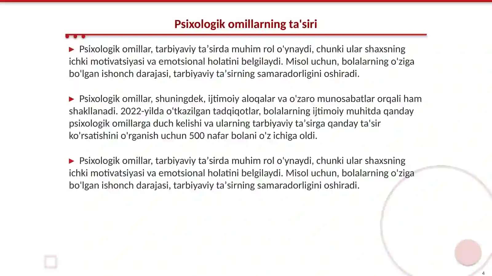 Tarbiyaviy taʼsirning psixologik asoslari 4