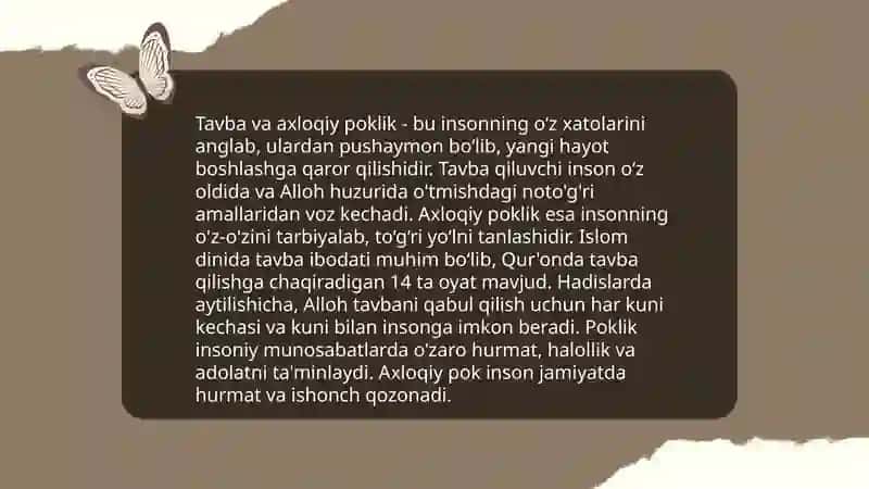 Gʻazzoliyning tavba asari: "Din va axloq" 4