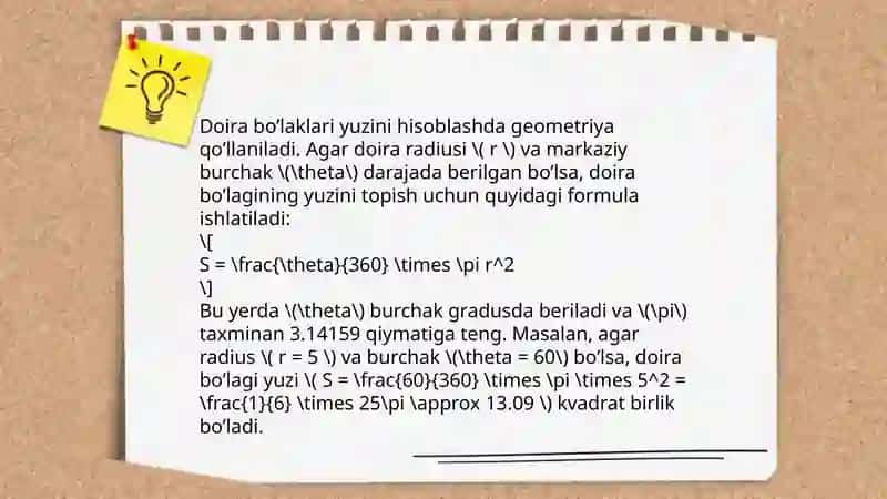 Doira bo’laklari yuzi 4