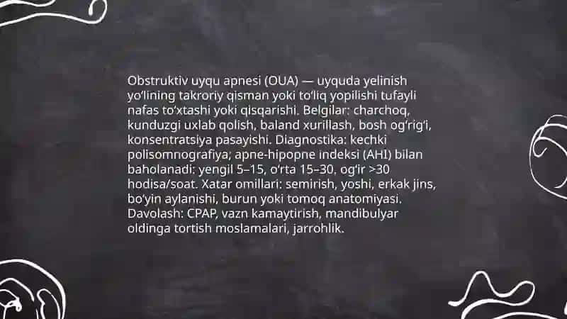 Uyqu buzilishlari klassifikatsiyasi 4