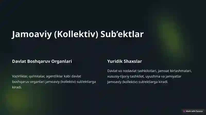 Ma’muriy Huquqning Sub’ektlari 4