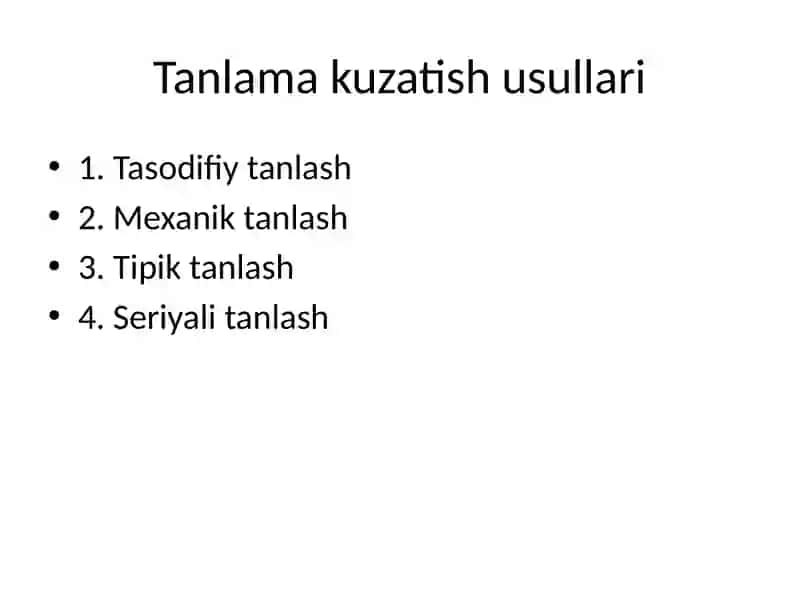 Tanlamakuzatish (Statistikafanidan) 4