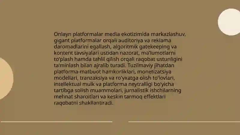 Mediya maydon tuzilishi va internet jurnalistikasida raqobat muhiti 4