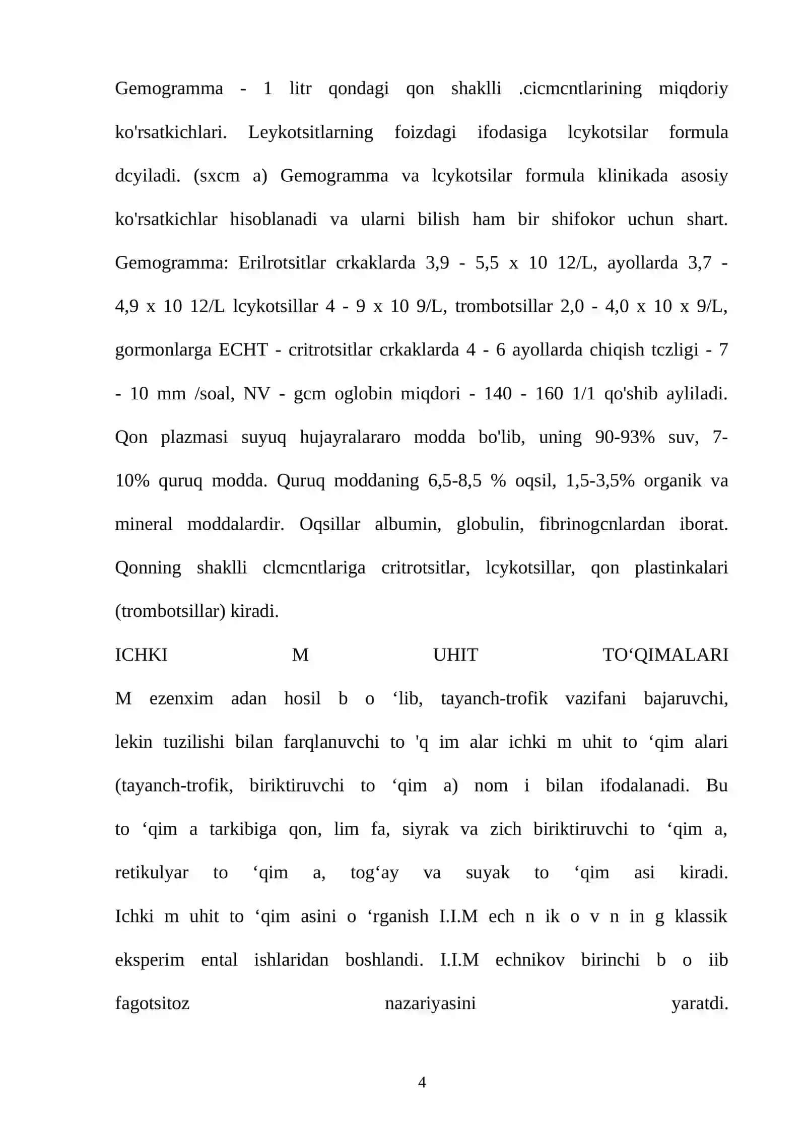 Qon ichki muhit yoki trofik toʻqimalar, morfofunksional tuzilishi 4