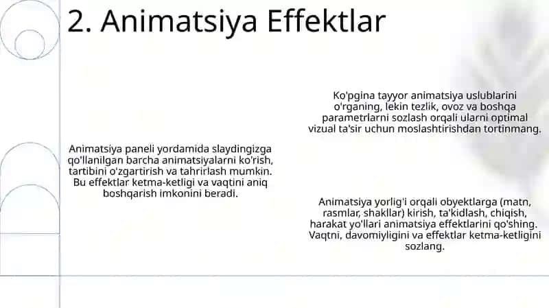 MS power pointda animatsiyalar bilan ishlash 4